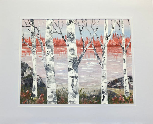 Lakeside Birch Trees  11"x14" Acrylic on Canvas Panel