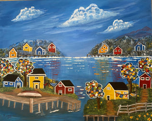 Jelly Bean Row Newfoundland Canada 11"x14"  Acrylic on canvas board