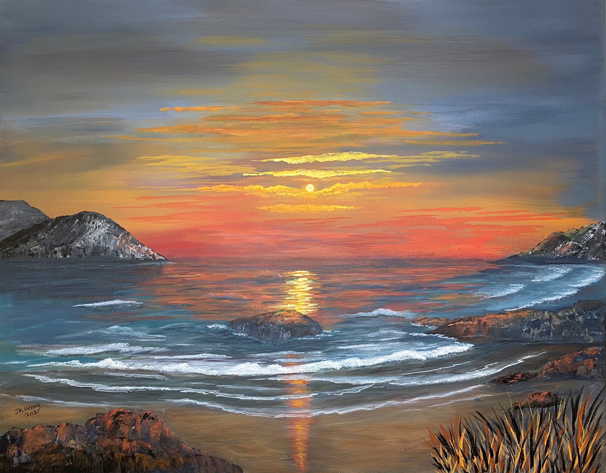 Sunset Reflections Original Acrylic Painting