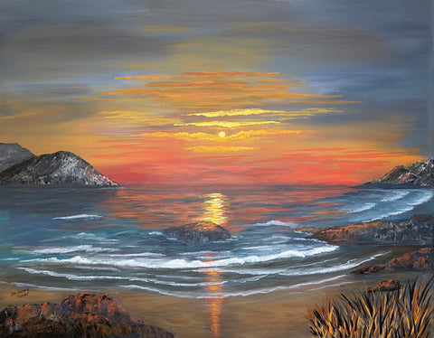 As the Sun Goes Down 20"x16"  Acrylic on Canvas