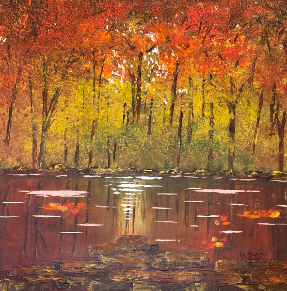 Autumn's Reflections ***SOLD*** 12"x12" Acrylic on Gallery deep edge profile Canvas