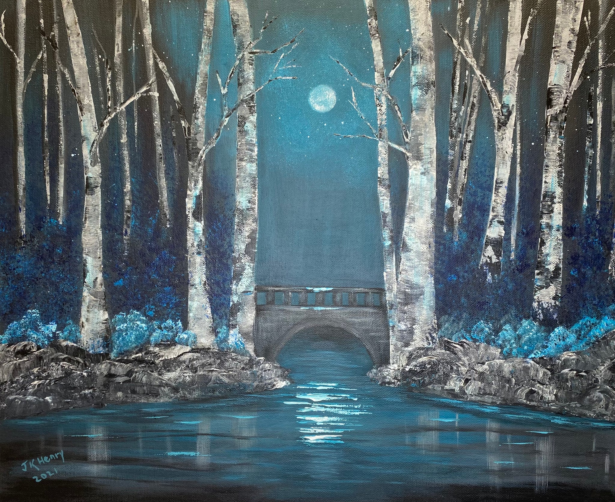 Magic at Midnight-Three 20"x16" Acrylic on Canvas