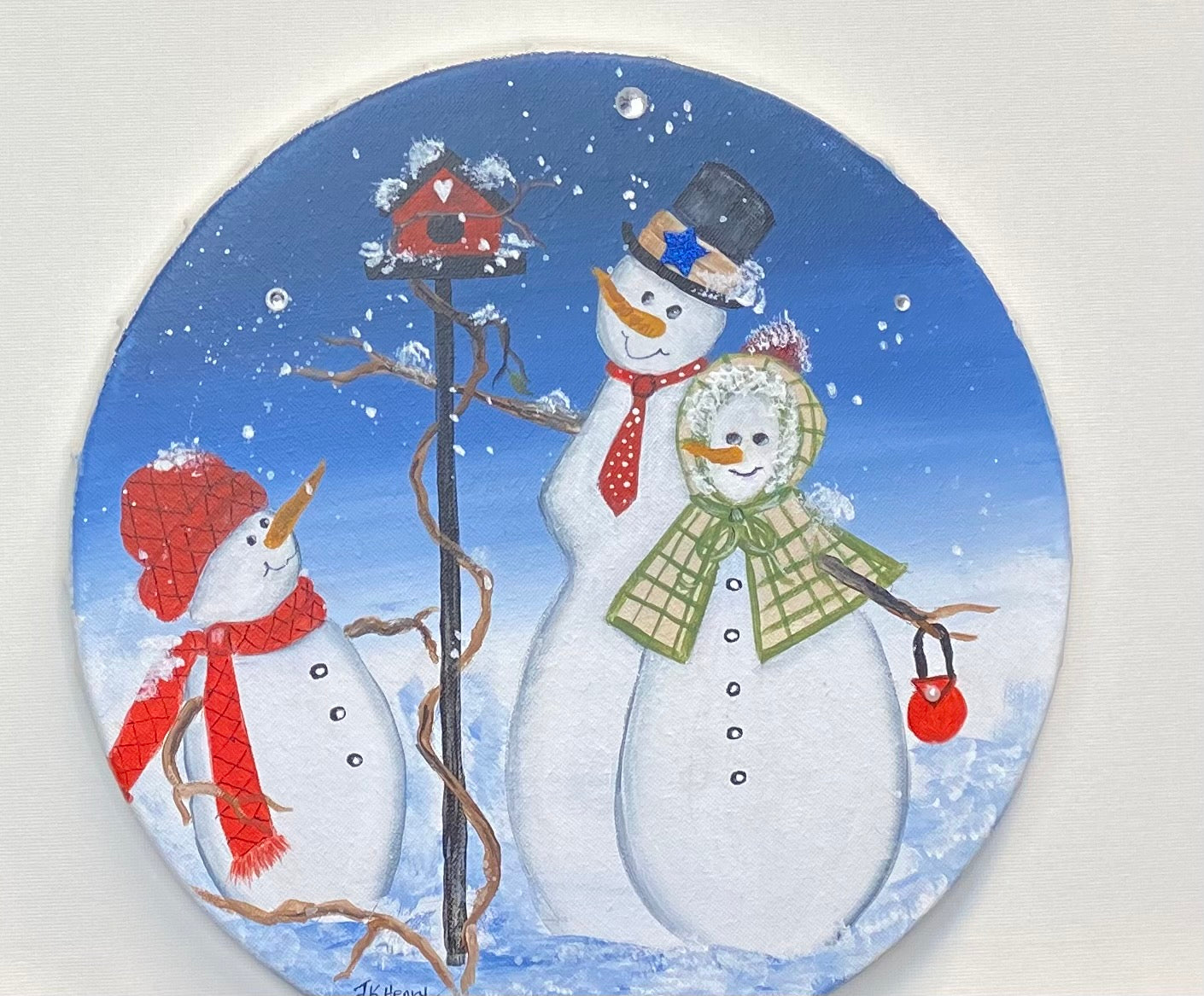 Let it Snow-One 10" Round Acrylic on canvas