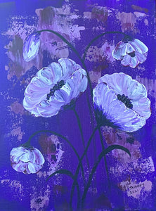 Purple Poppies-Two 11"x14" acrylic on  Gallery Deep Edge Profile Canvas*** Sold***