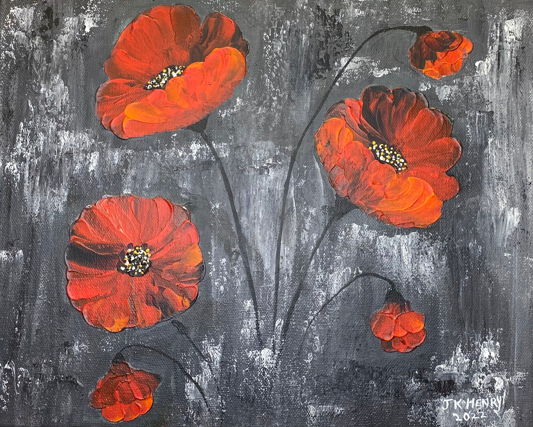 Poppy Delight 14"x11" Acrylic on Gallery Wrapped Archival Canvas 