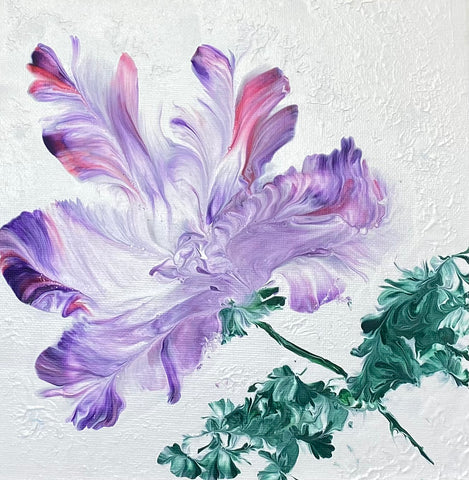 Purple Petals-Two***SOLD***  8"x8" Acrylic on Canvas