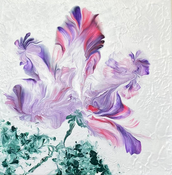 Purple Petals-Two***SOLD***  8"x8" Acrylic on Canvas