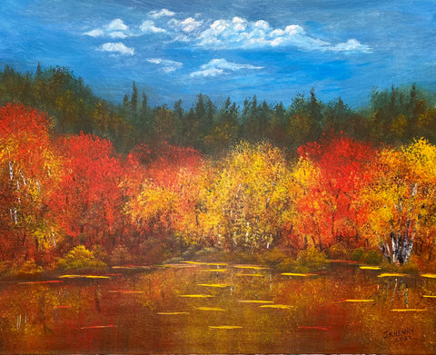 Autumn's Glow 20"x 16" Acrylic on Canvas. 