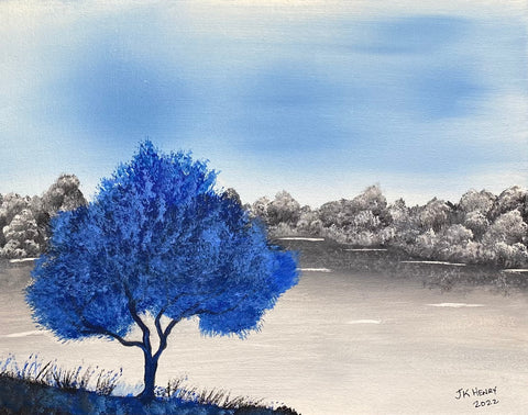 Blue Tree-Blue sky 14"x11" Acrylic on canvas 