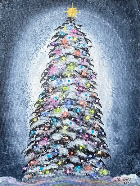 Pastel Christmas - One  9"x12"  Acrylic on Gallery wrapped archival canvas