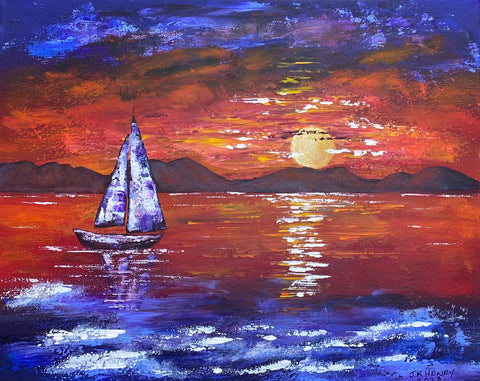 Sailing Home 14"x11" Acrylic on stretched canvas Media 1 of 1