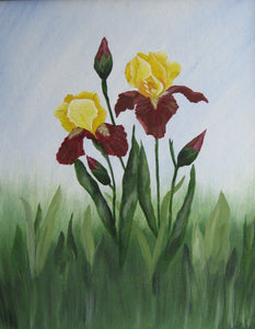 Yellow Iris   Acrylic on Canvas Board 20"X16"  by Crafty Art Hut