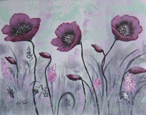 Stunning Purple Flowers 11"x14" by Crafty Art Hut Acrylic on Canvas Board 