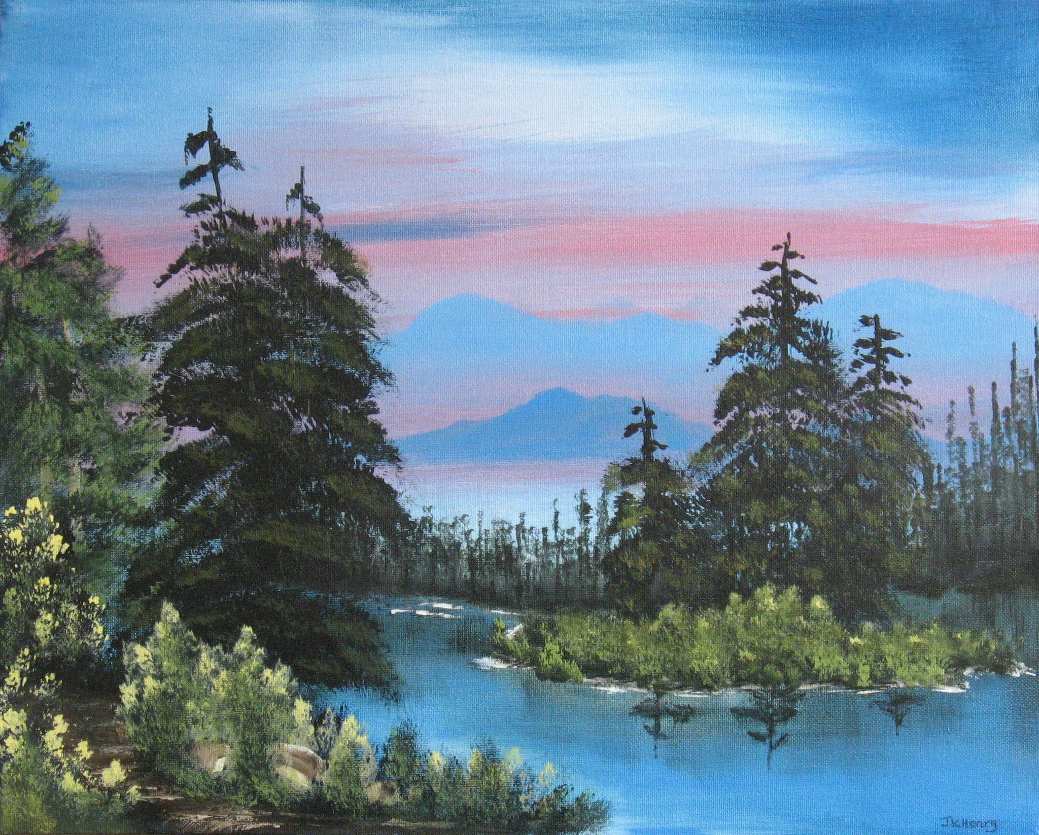 Secluded Lake  16"x20"  acrylic on canvas by Crafty Art Hut